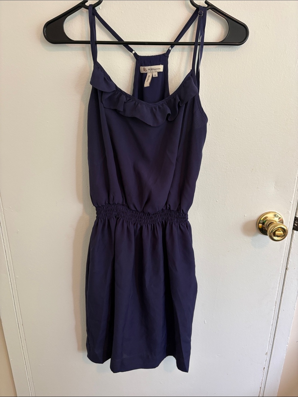 BCBGeneration Navy Ruffle-Trim Mini Dress